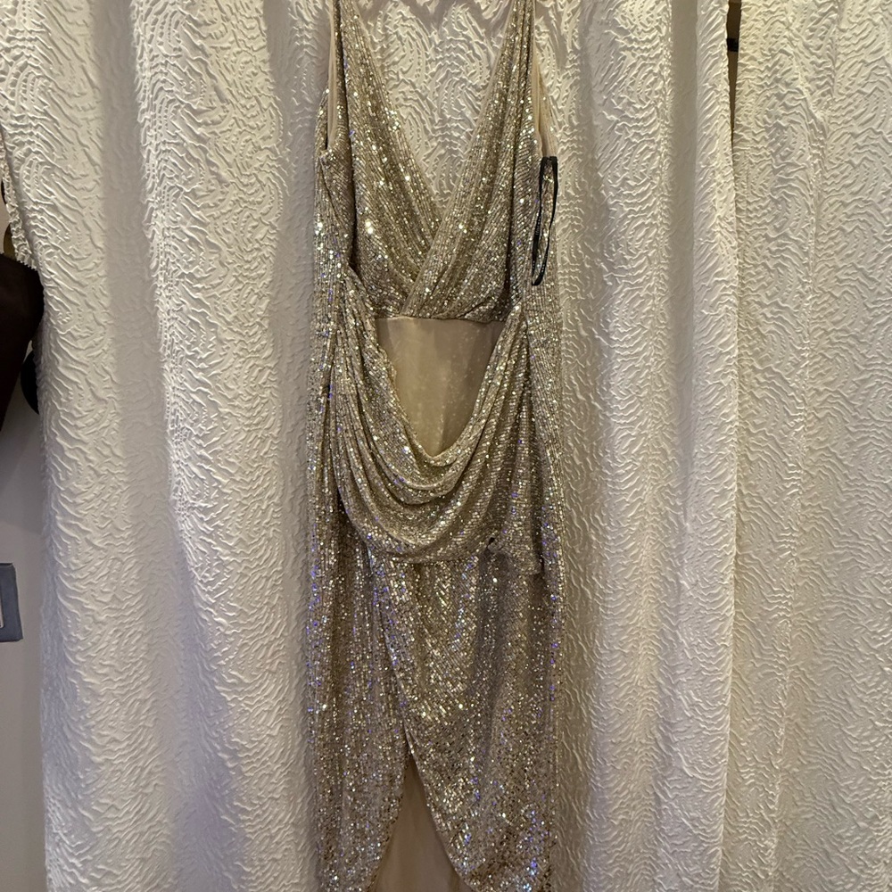 Elegant Gold and Silver Sequin Maxi Dress